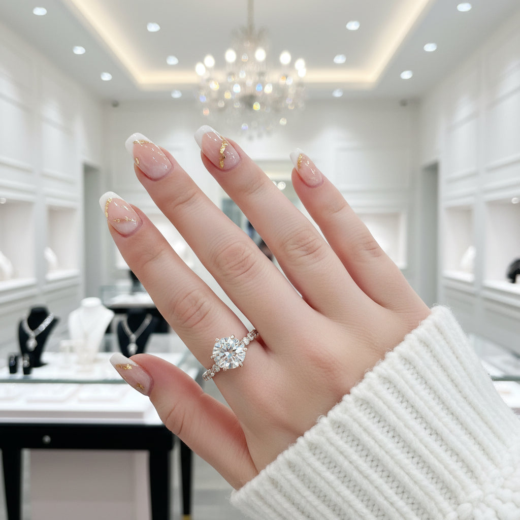 Exquisite Yellow Gold Round Cut Simulated Diamond Option Engagement Ring-Black Diamonds New York