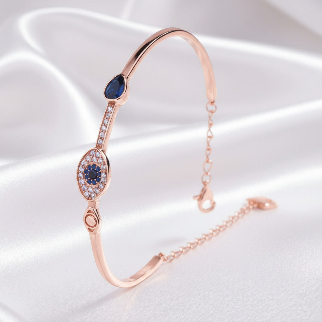 Eye Shape Diamond Bracelet In 925 Sterling Silver-Black Diamonds New York