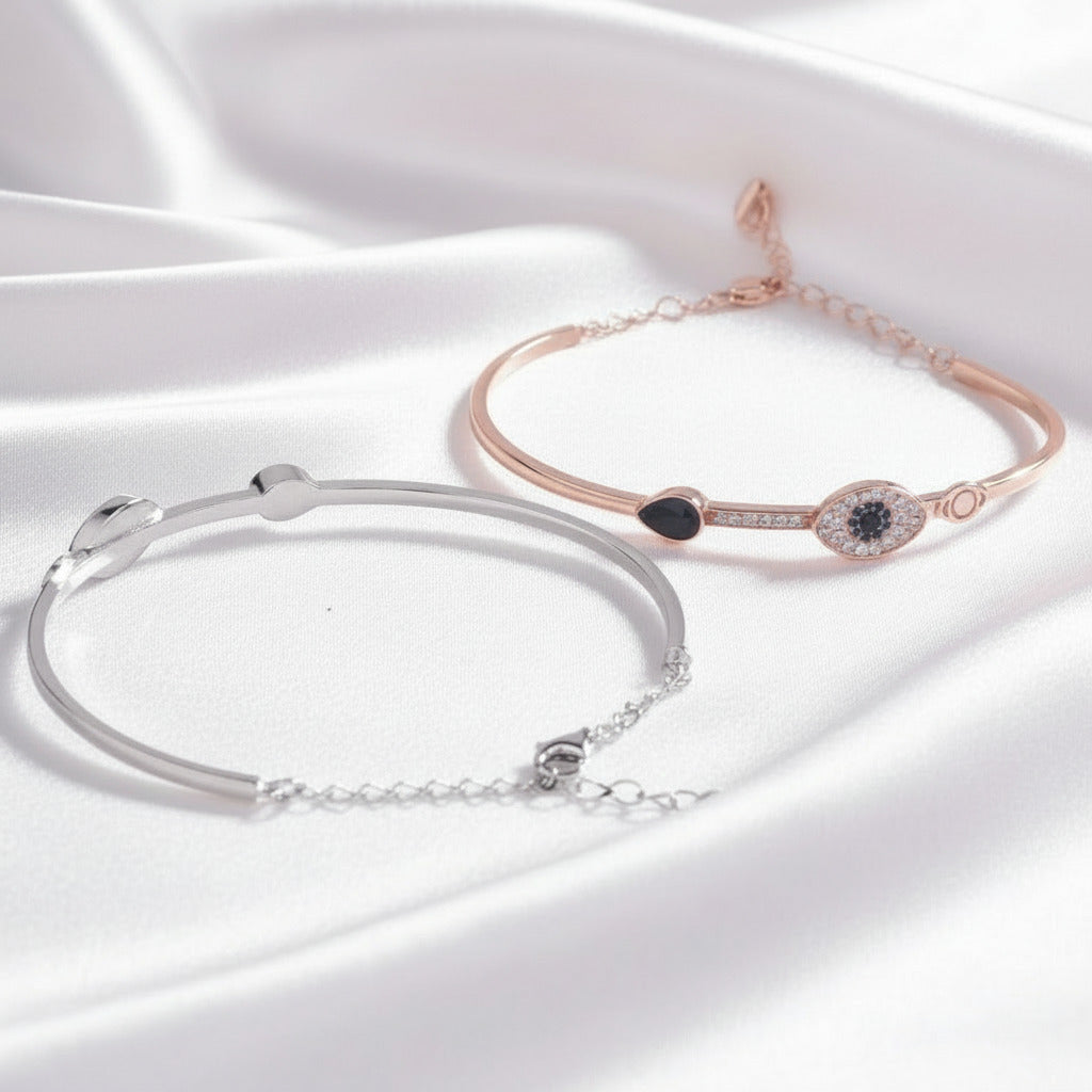 Eye Shape Diamond Bracelet In 925 Sterling Silver-Black Diamonds New York