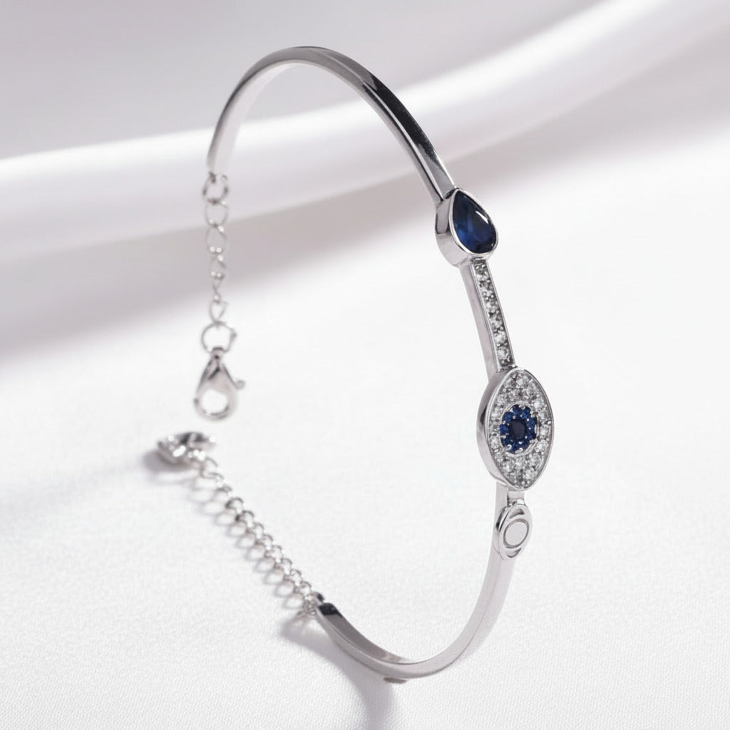 Eye Shape Diamond Bracelet In 925 Sterling Silver-Black Diamonds New York