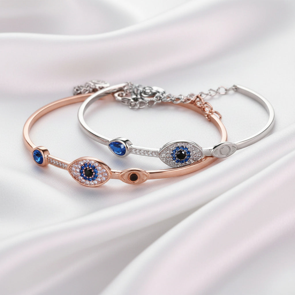 Eye Shape Diamond Bracelet In 925 Sterling Silver-Black Diamonds New York