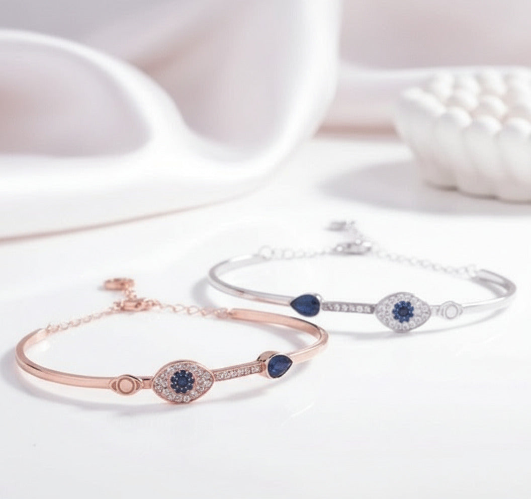 Eye Shape Diamond Bracelet In 925 Sterling Silver-Black Diamonds New York