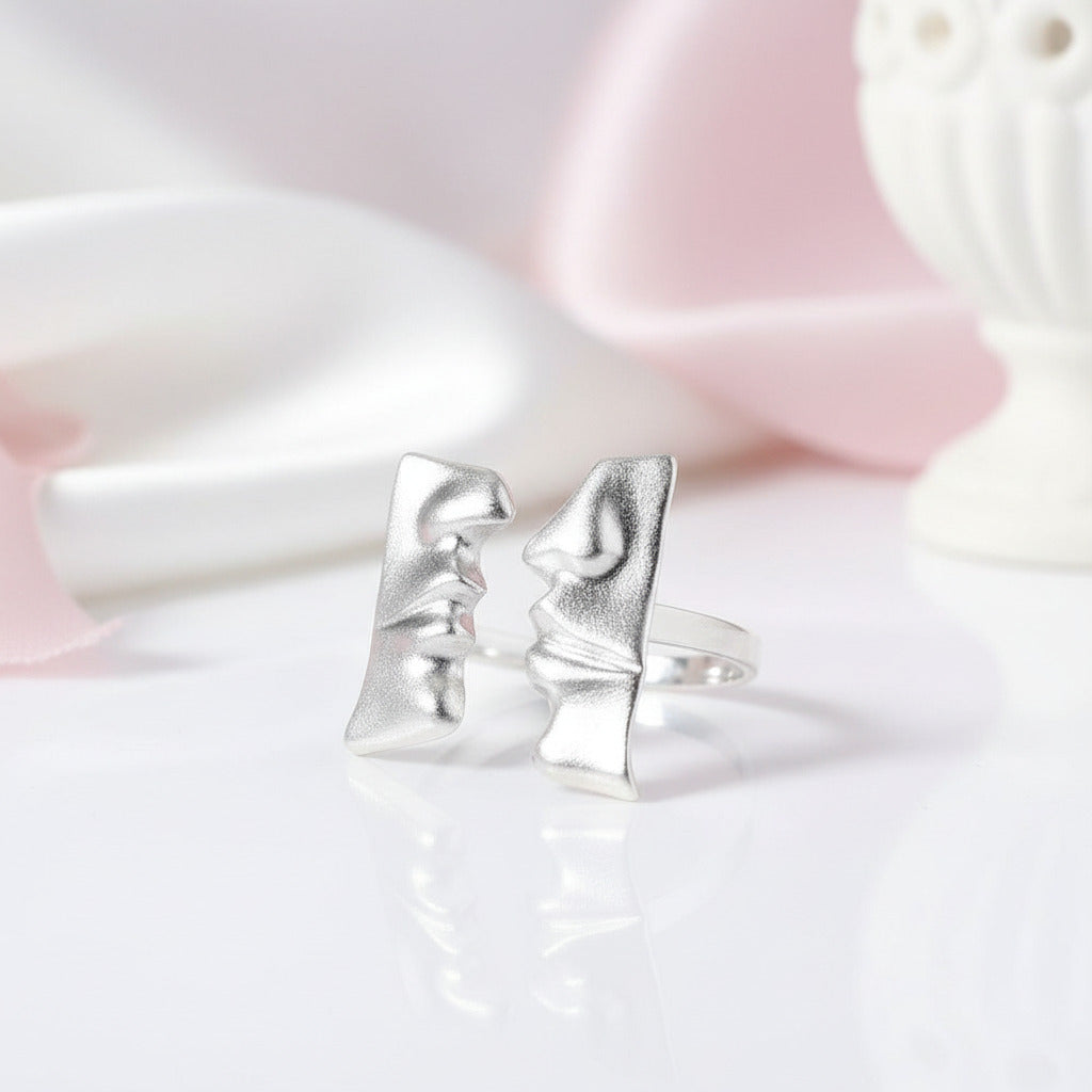 Face to Face Kiss Adjustable Couple Ring-Black Diamonds New York