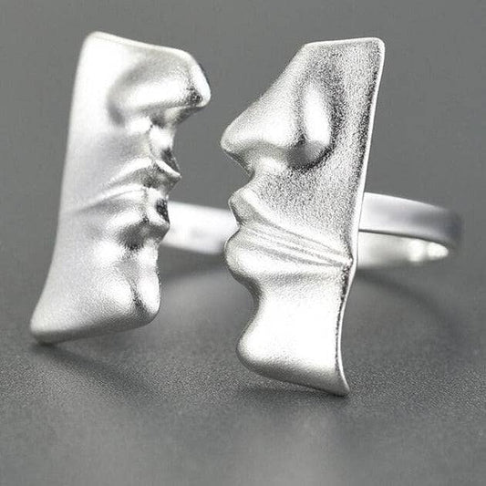 Face to Face Kiss Adjustable Couple Ring-Black Diamonds New York