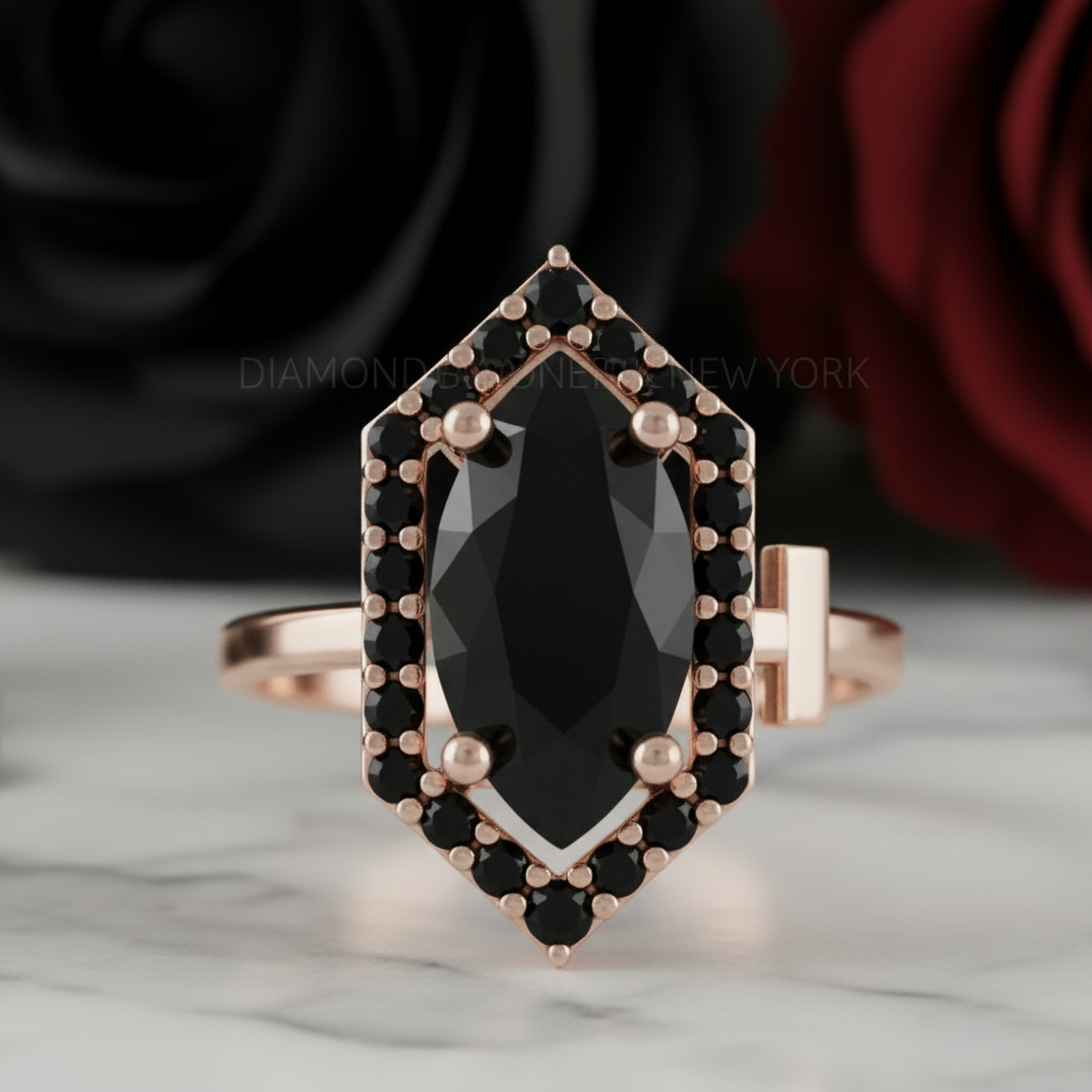 Fate- 1 Carat Black Diamond Victorian Gothic Ring-Black Diamonds New York