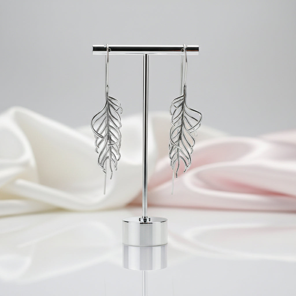 Fern Leaves Drop Earrings-Black Diamonds New York