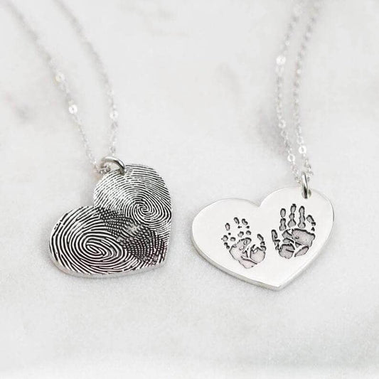 Fingerprint Heart Shape Necklace - Black Diamonds New York
