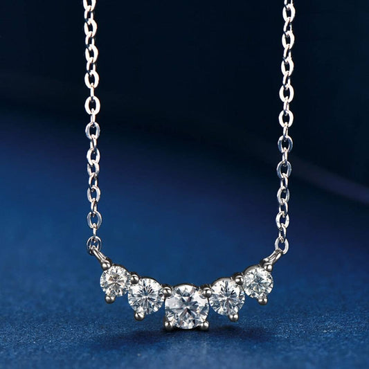 Five Stone 0.5ct Moissanite Necklace-Black Diamonds New York