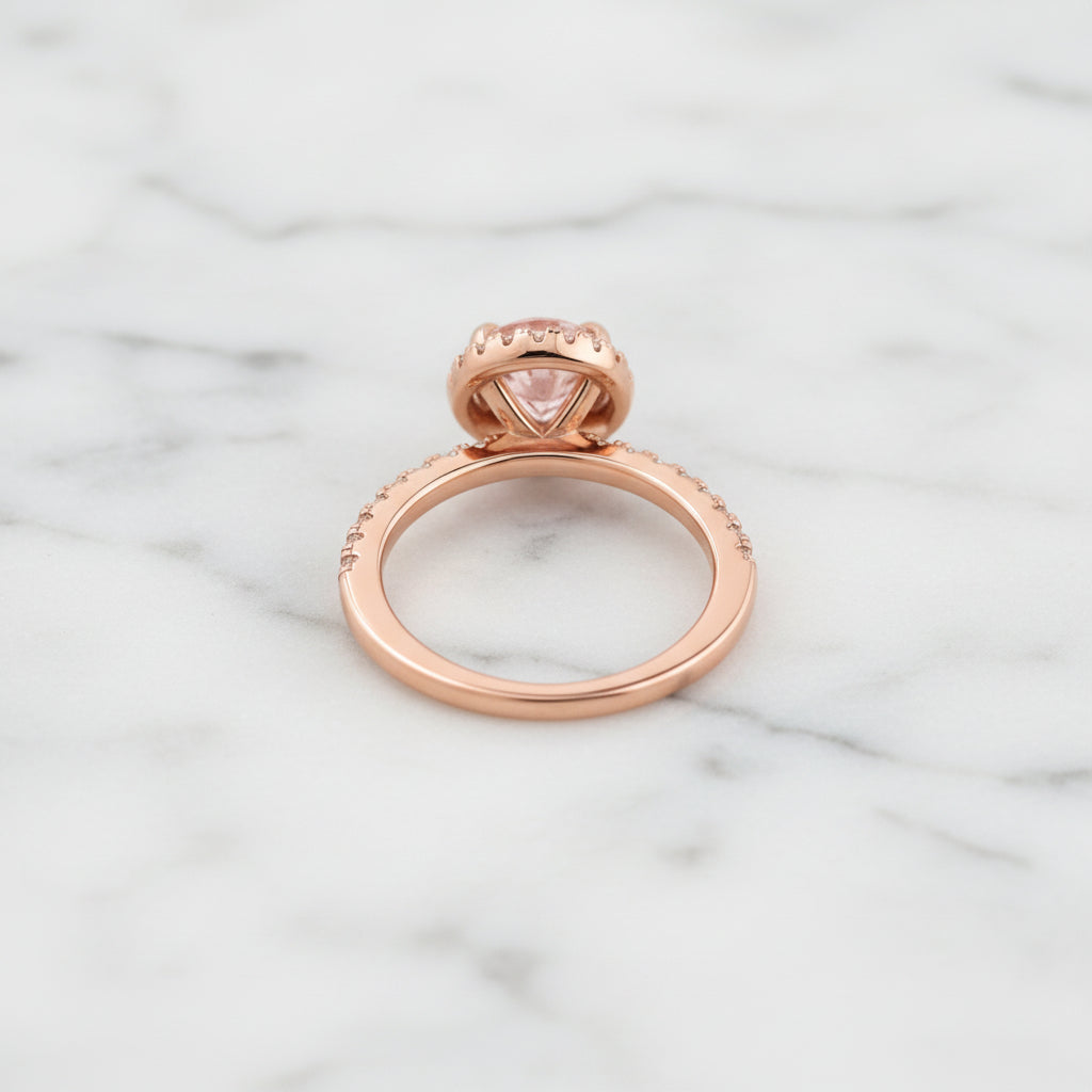 3.0ct Halo Pear Cut Synthetic Morganite Engagement Ring-Black Diamonds New York