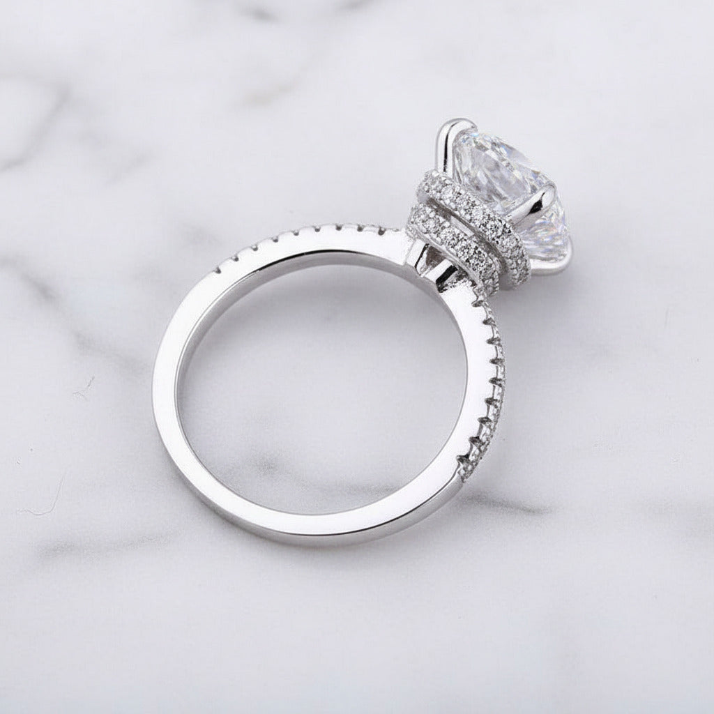 3.2 ct Cushion Cut Simulated Diamond Option Engagement Ring-Black Diamonds New York