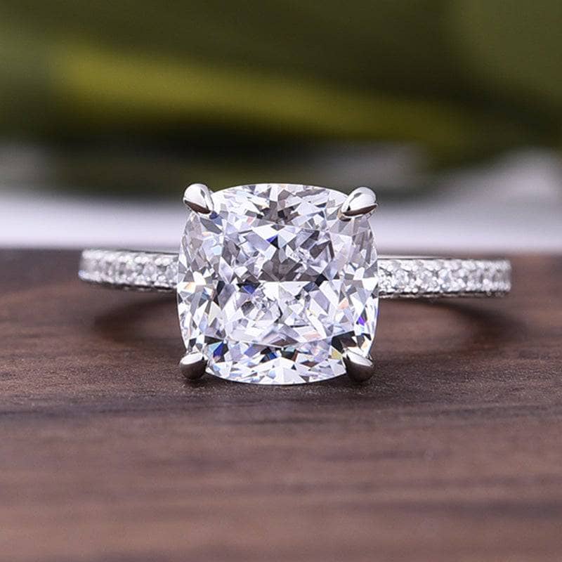 Flash Sale- 3.2 ct Cushion Cut Sona Simulated Diamond Engagement Ring - Black Diamonds New York
