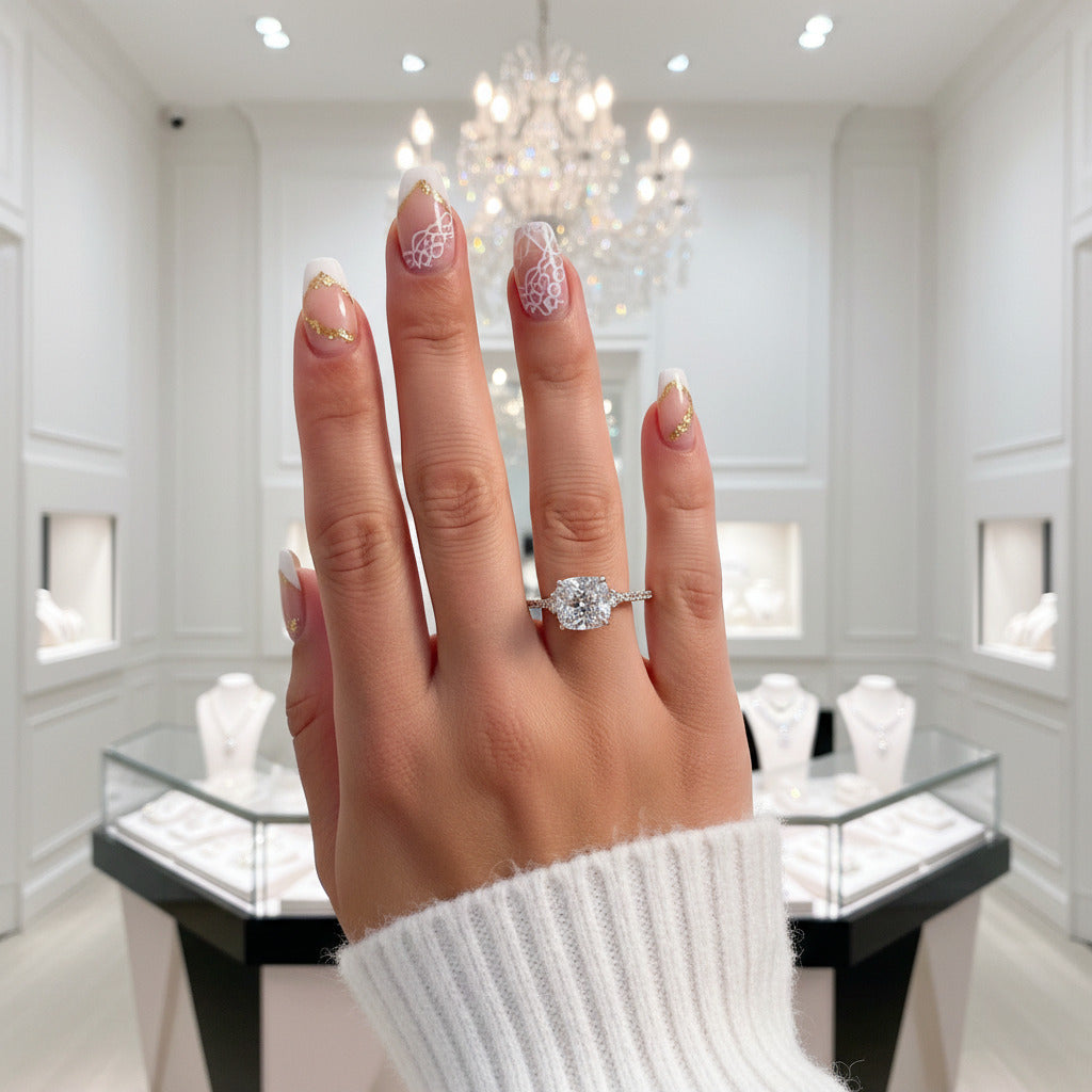 3.5 Carat Cushion Cut Engagement Ring-Black Diamonds New York