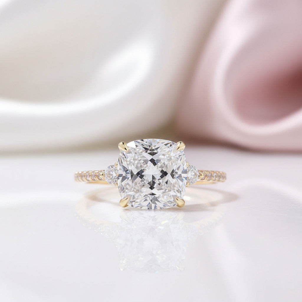 3.5 Carat Cushion Cut Engagement Ring-Black Diamonds New York
