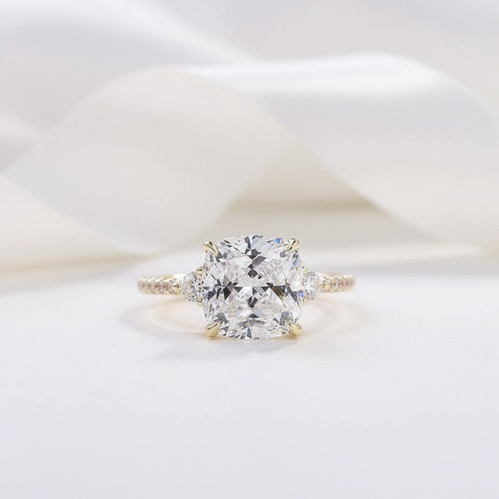 3.5 Carat Cushion Cut Engagement Ring-Black Diamonds New York