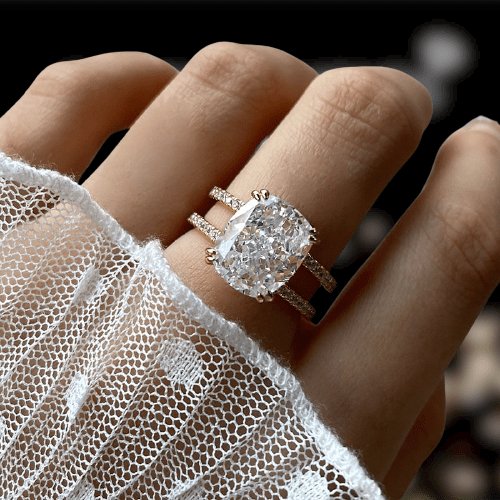 Flash Sale- 3.5 Carat Cushion Cut Engagement Ring - Black Diamonds New York