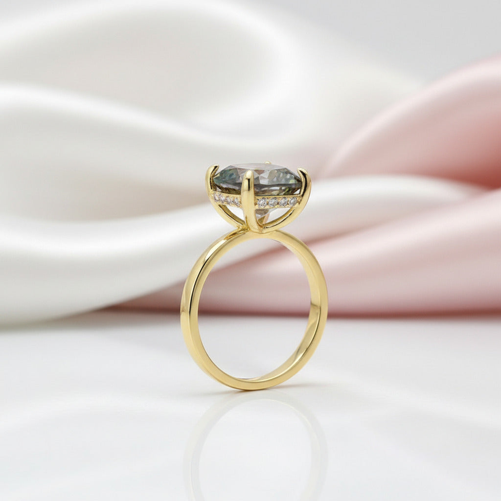 3.5ct Alexandrite Cushion Cut Engagement Ring-Black Diamonds New York