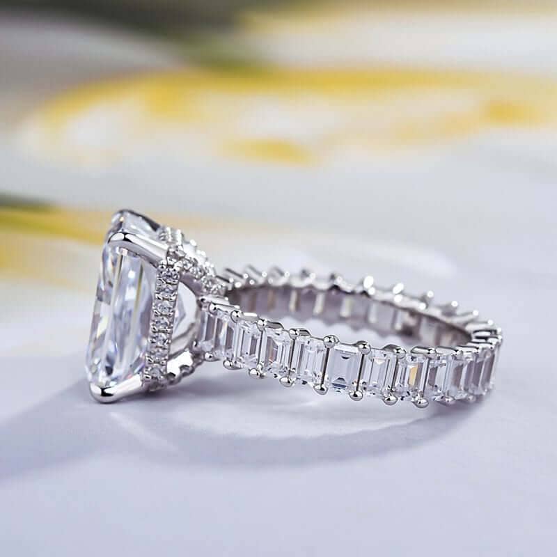 Flash Sale- 4 Prong Radiant Cut Sona Simulated Diamond Engagement Ring - Black Diamonds New York