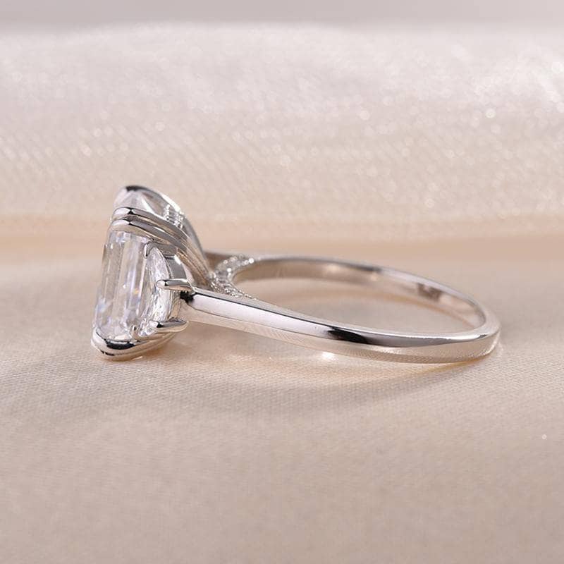 Flash Sale- 4.5 Carat Asscher Cut Three Stone Engagement Ring - Black Diamonds New York