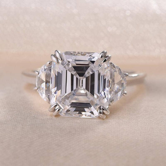 Flash Sale- 4.5 Carat Asscher Cut Three Stone Engagement Ring-Black Diamonds New York