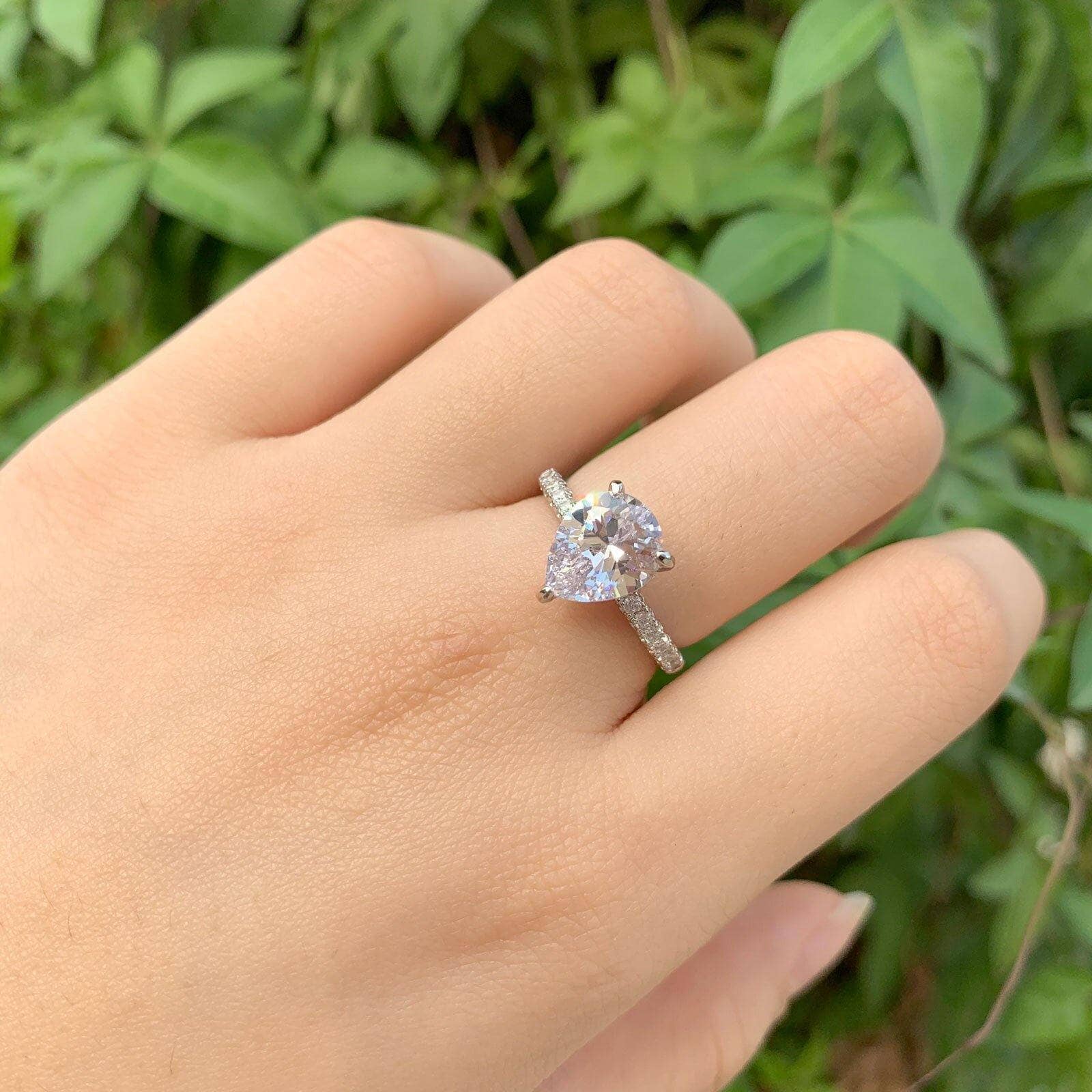 4ct Pear Cut Created Diamond Option Engagement Ring-Black Diamonds New York