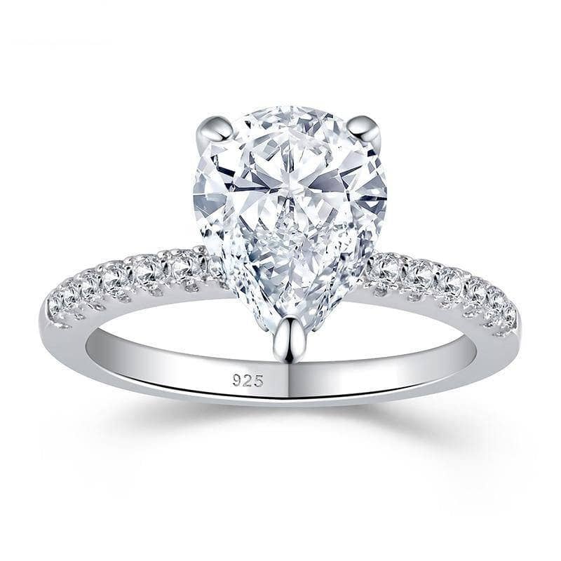 4ct Pear Cut Created Diamond Option Engagement Ring-Black Diamonds New York