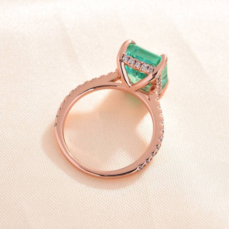 Flash Sale- 5.0ct Simulated Paraiba Tourmaline Radiant Cut Engagement Ring - Black Diamonds New York