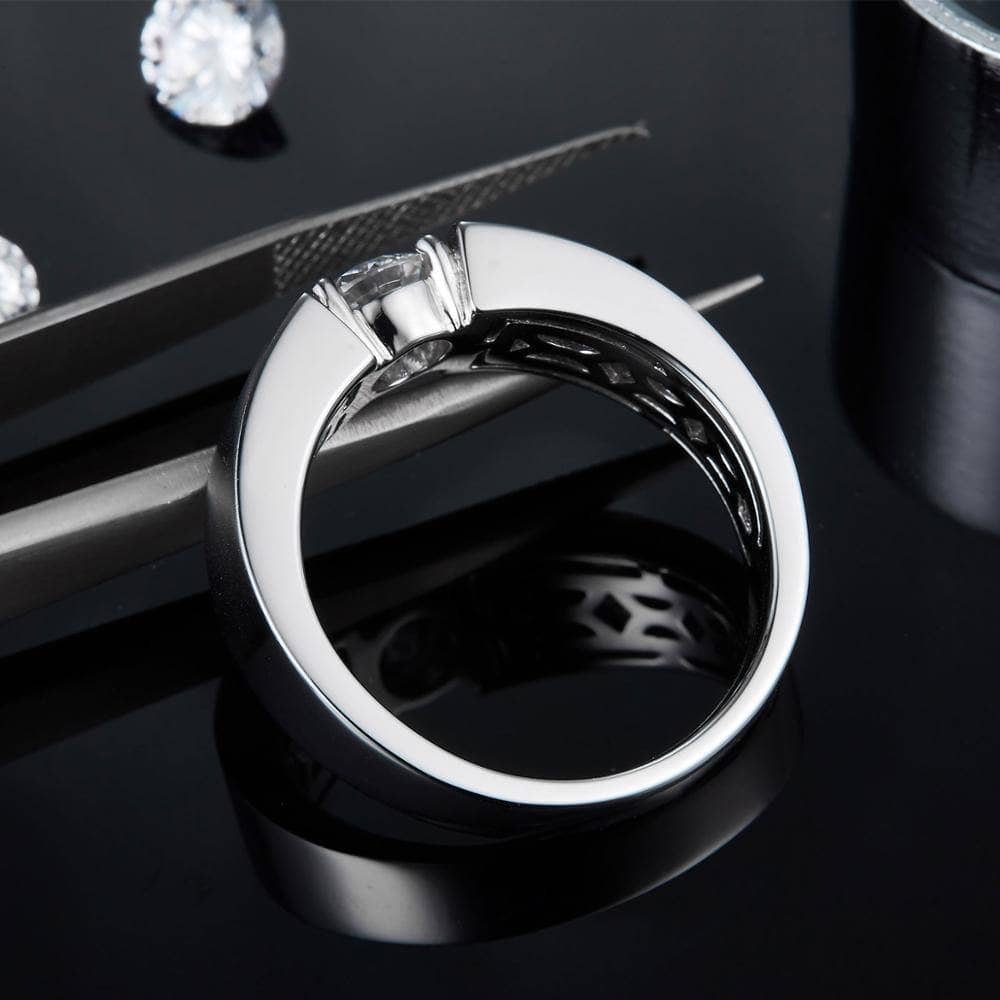 Flash Sale- 6.5mm Round Moissanite Diamond Antique Men's Ring-Black Diamonds New York
