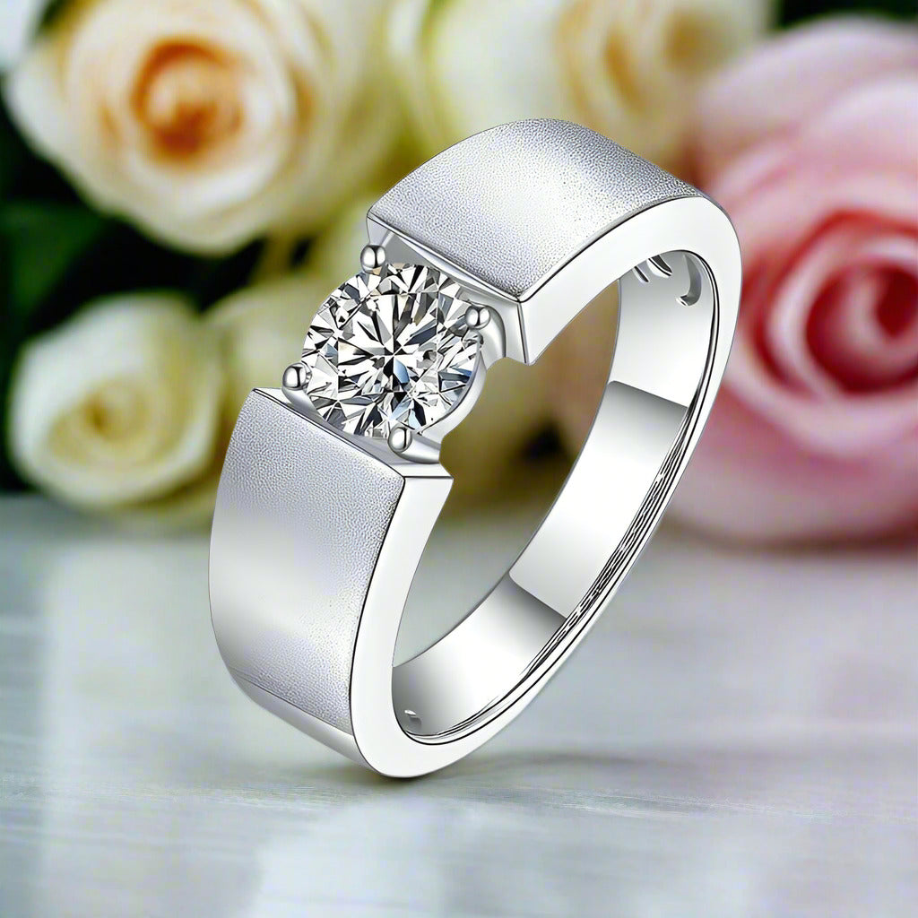 6.5mm Round Diamond Antique Men's Ring-Black Diamonds New York