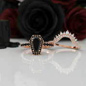 Best Love Rings- Rare Coffin Cut Diamond Gothic Ring Set-Black Diamonds New York