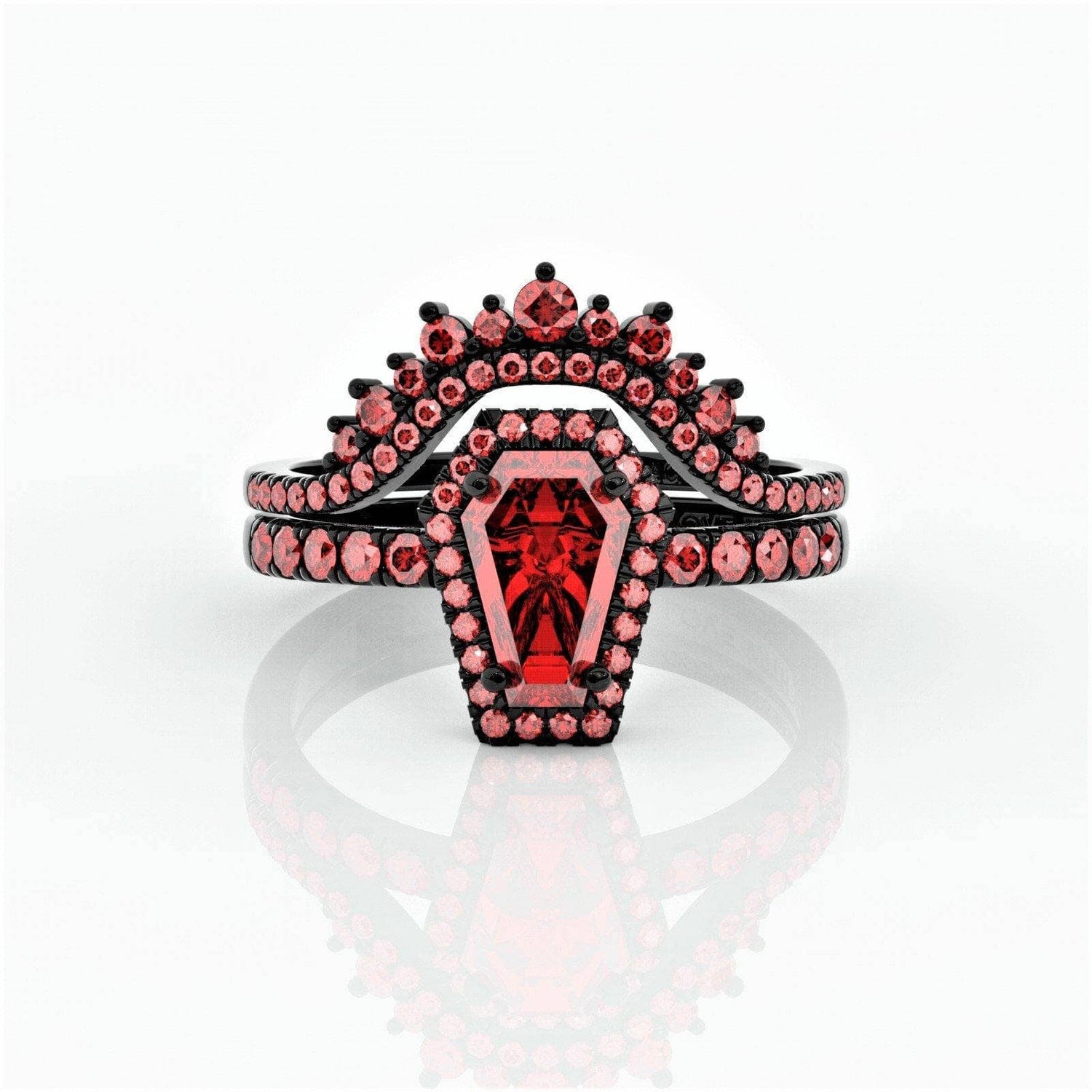 Dark Vampire Queen Inspired Matching Gothic Skull Wedding Ring Set