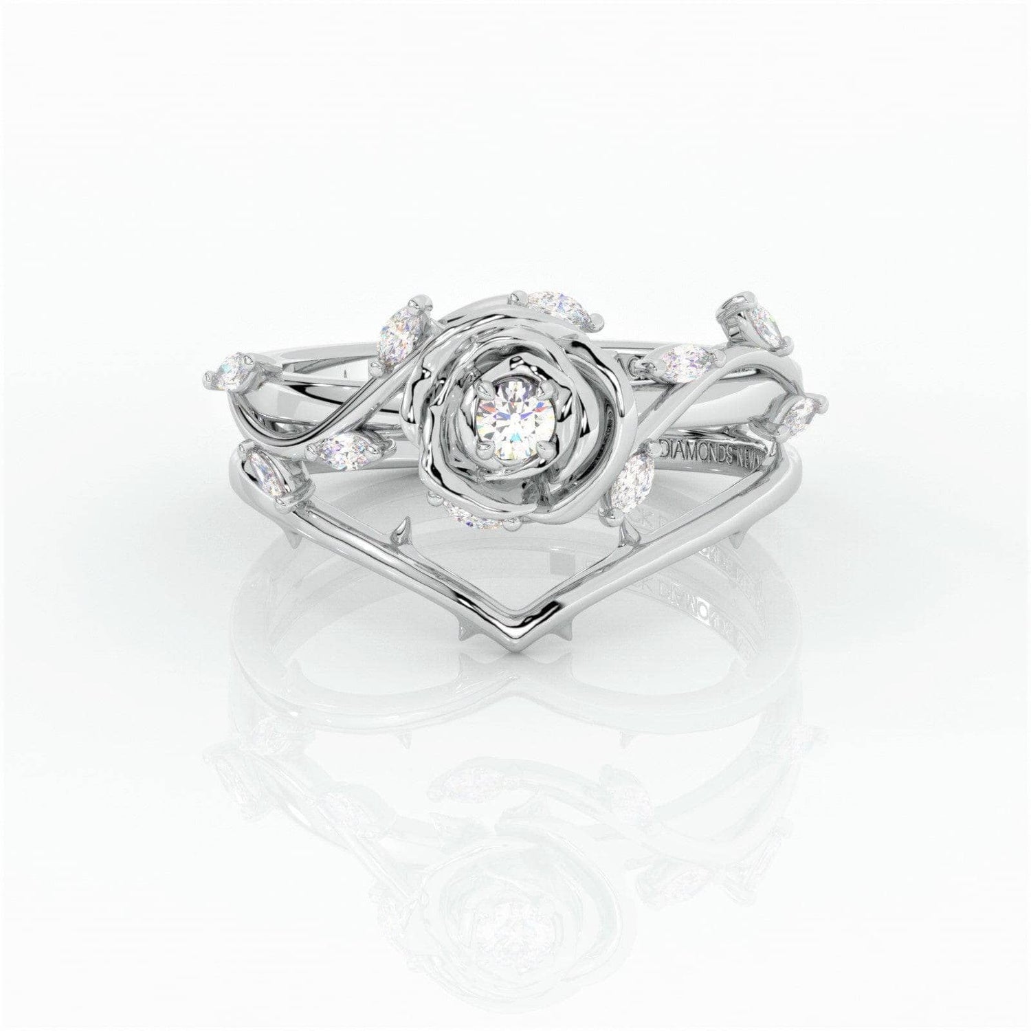 Flash Sale- Black Rose- .50ct Round Cut Moissanite 14k Gold Modern Goth Engagement Ring-Black Diamonds New York