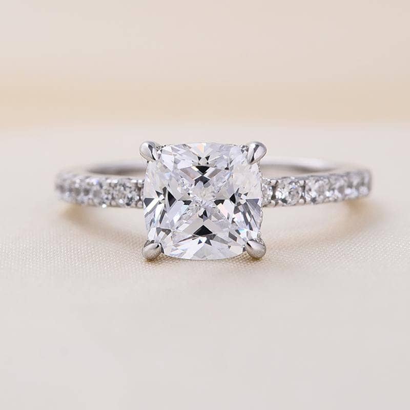 Flash Sale- Certified Moissanite Cushion Cut 3-Pcs Wedding Ring-Black Diamonds New York