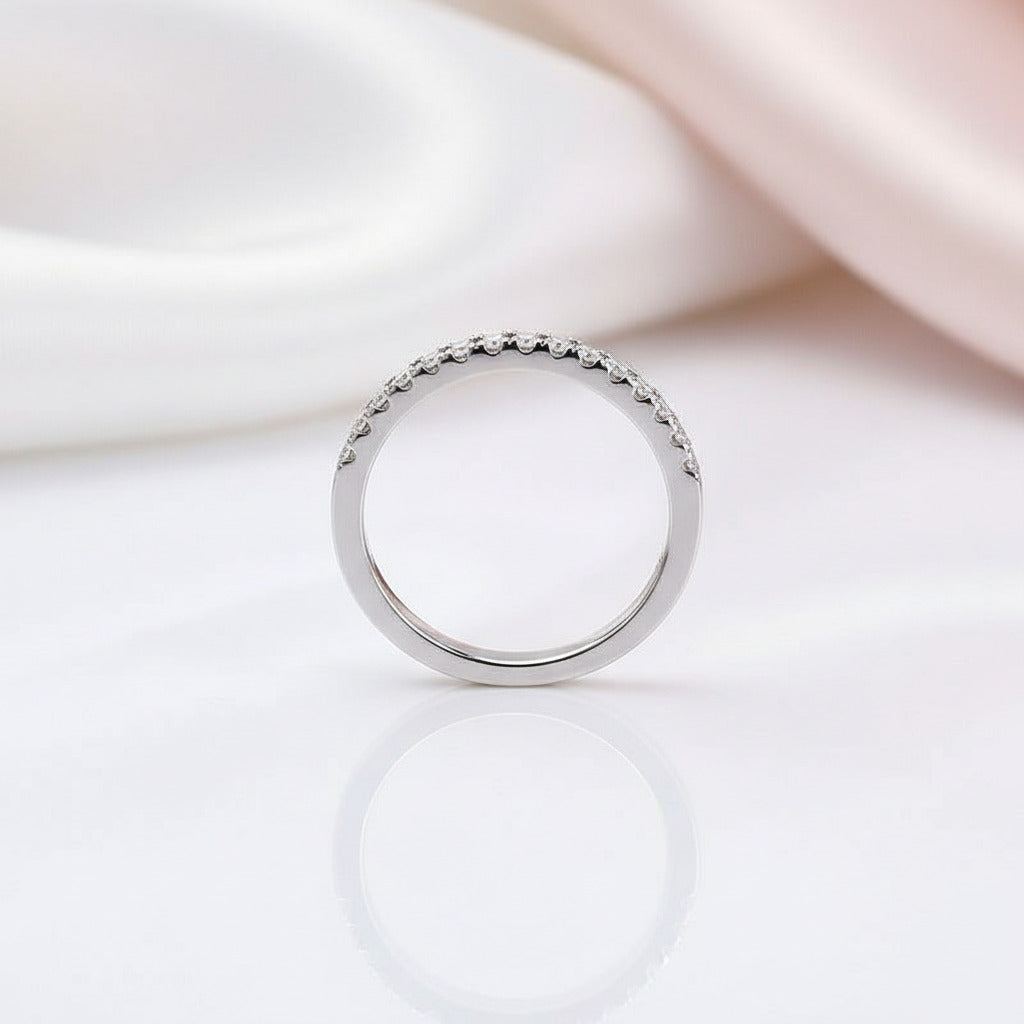 Classic Half Eternity Thin Women's Wedding Band-Black Diamonds New York