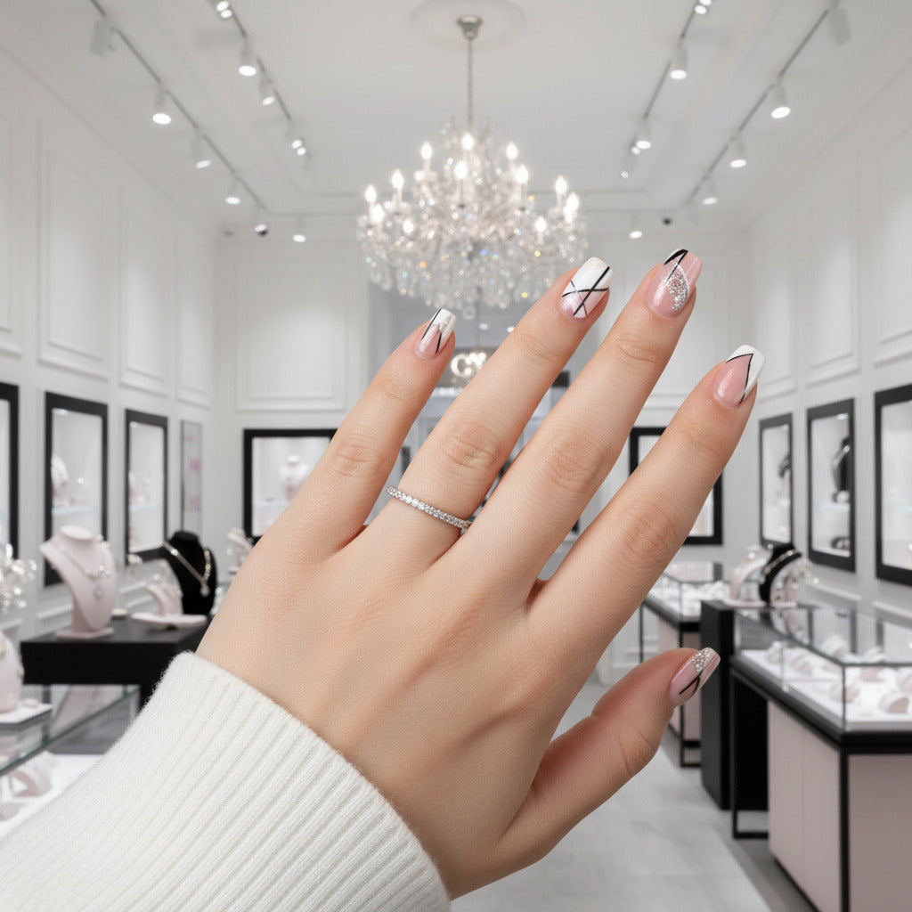 Classic Half Eternity Thin Women's Wedding Band-Black Diamonds New York