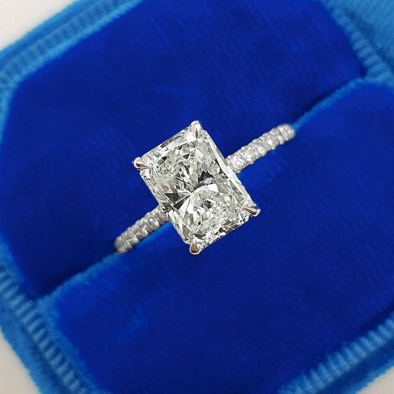 Flash Sale- Classic Radiant Cut Certified Moissanite Engagement Ring-Black Diamonds New York
