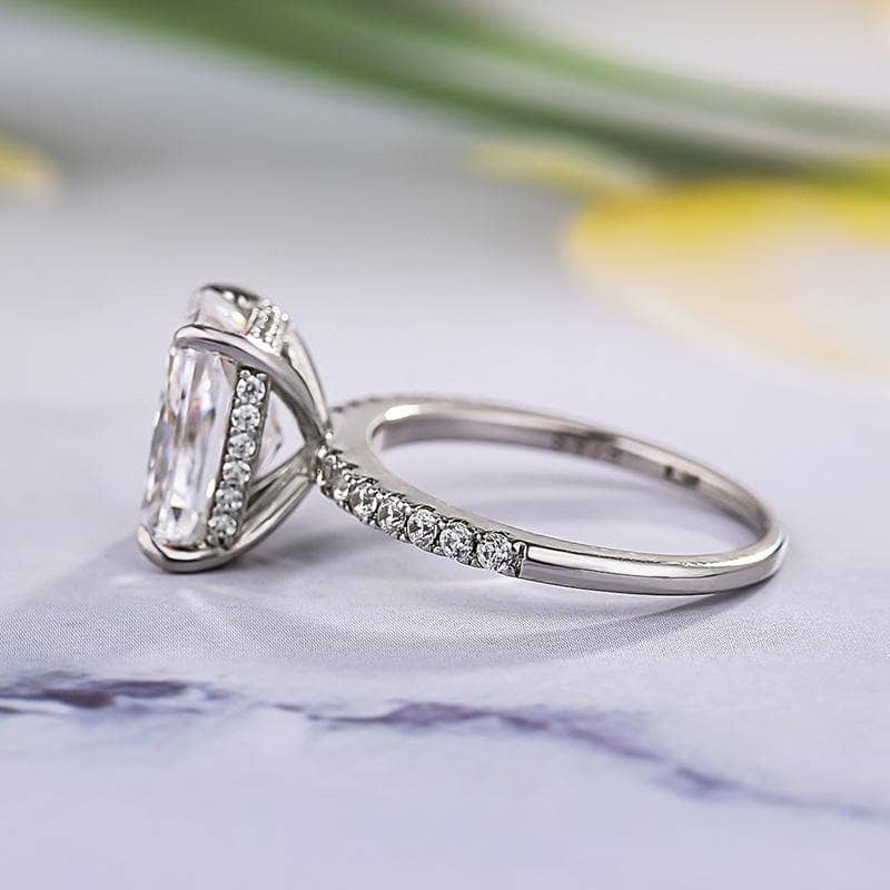 Flash Sale- Classic Radiant Cut Certified Moissanite Engagement Ring-Black Diamonds New York