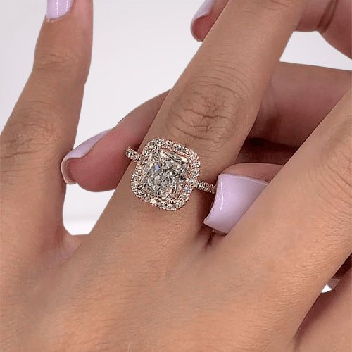 Flash Sale- Classic Rose Gold Halo Radiant Cut Engagement Ring-Black Diamonds New York