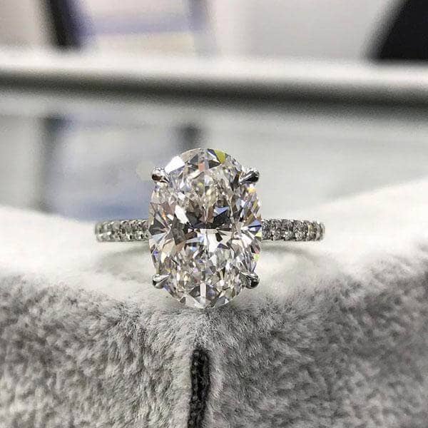 Flash Sale- Classic White Sapphire Oval Cut Wedding Ring Set-Black Diamonds New York
