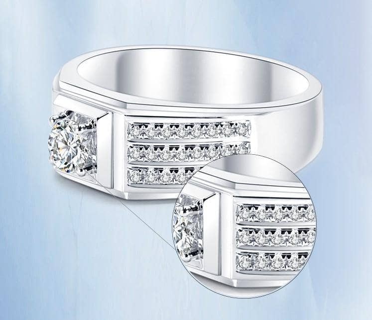 Flash Sale- Delicate Men's Ring Rows Of Created Diamonds-Black Diamonds New York