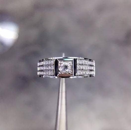 Flash Sale- Delicate Men's Ring Rows Of EVN™ Diamonds-Black Diamonds New York