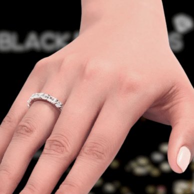 Flash Sale- Emerald Cut Created Diamond Wedding Band - Black Diamonds New York