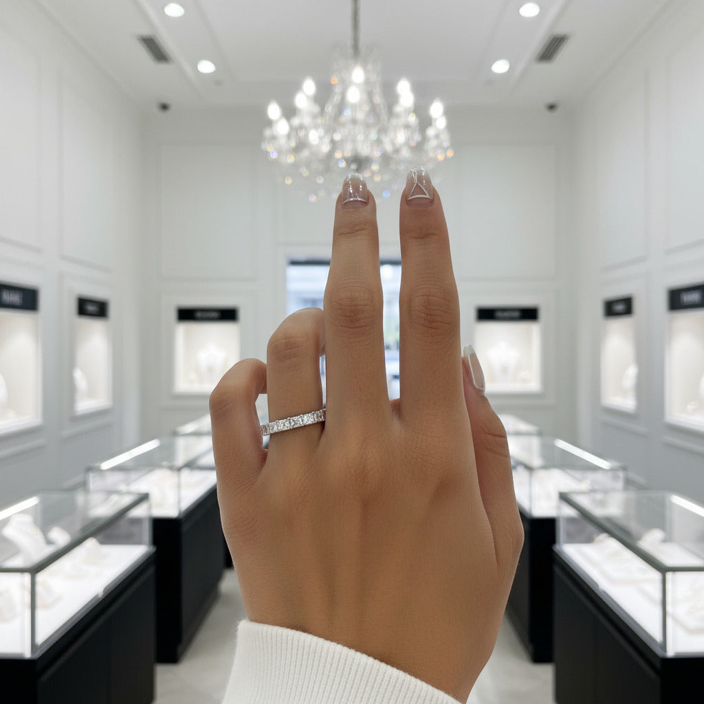 Half Eternity Asscher Cut Ring Band-Black Diamonds New York