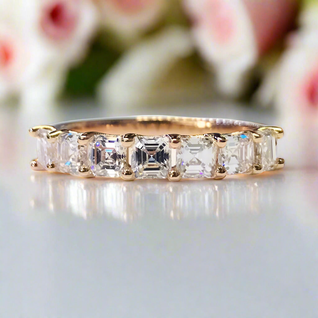 Half Eternity Asscher Cut Ring Band-Black Diamonds New York