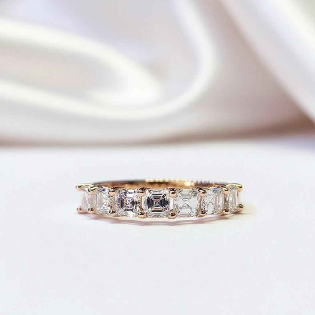 Half Eternity Asscher Cut Ring Band-Black Diamonds New York