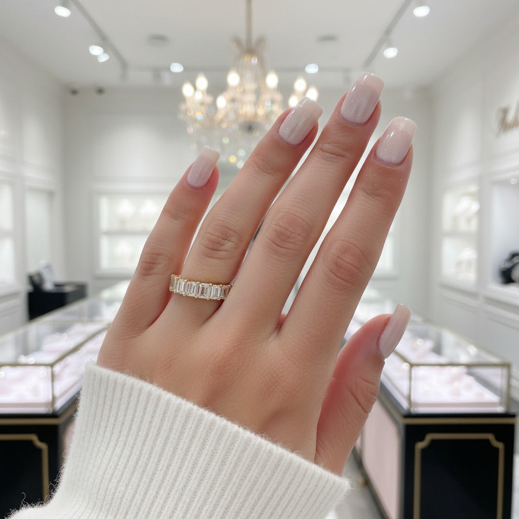 Half Eternity Asscher Cut Ring Band-Black Diamonds New York