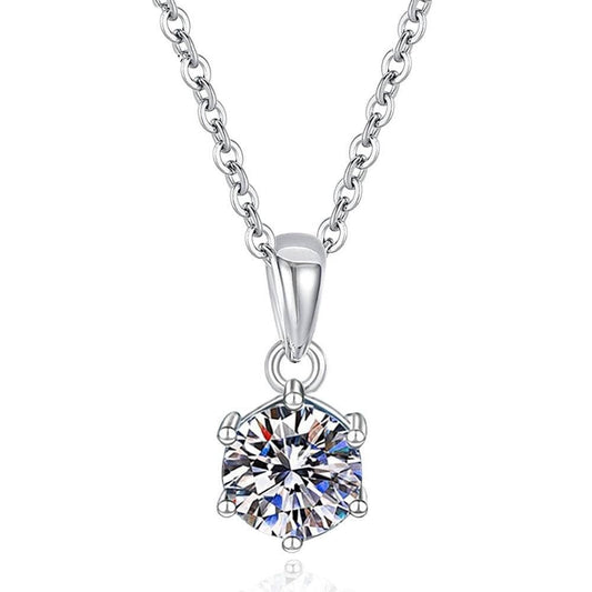 Flash Sale- Inlaid Classic Six Claw Moissanite Necklace-Black Diamonds New York