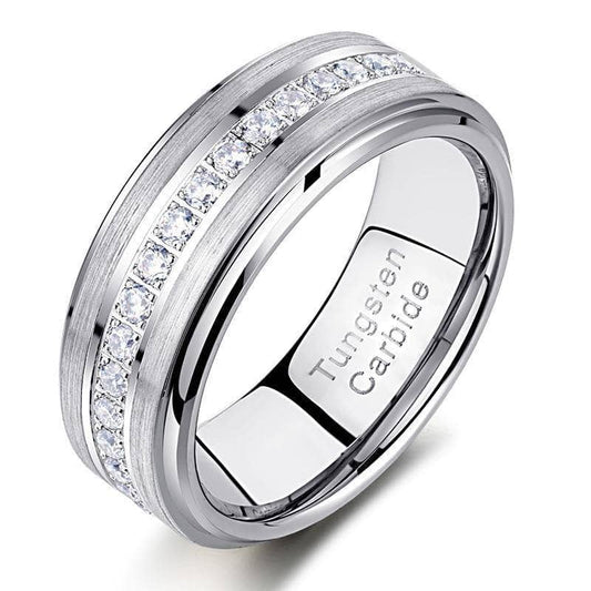 Flash Sale- Men's Tungsten Carbide 8mm Wedding Band-Black Diamonds New York