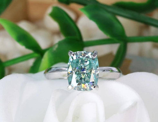 Flash Sale- Rare Blue Green Cushion Cut Diamond Ring-Black Diamonds New York