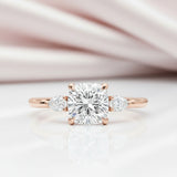 Rose Gold 2.0ct Cushion Cut Three Stone Diamond Option Engagement Ring