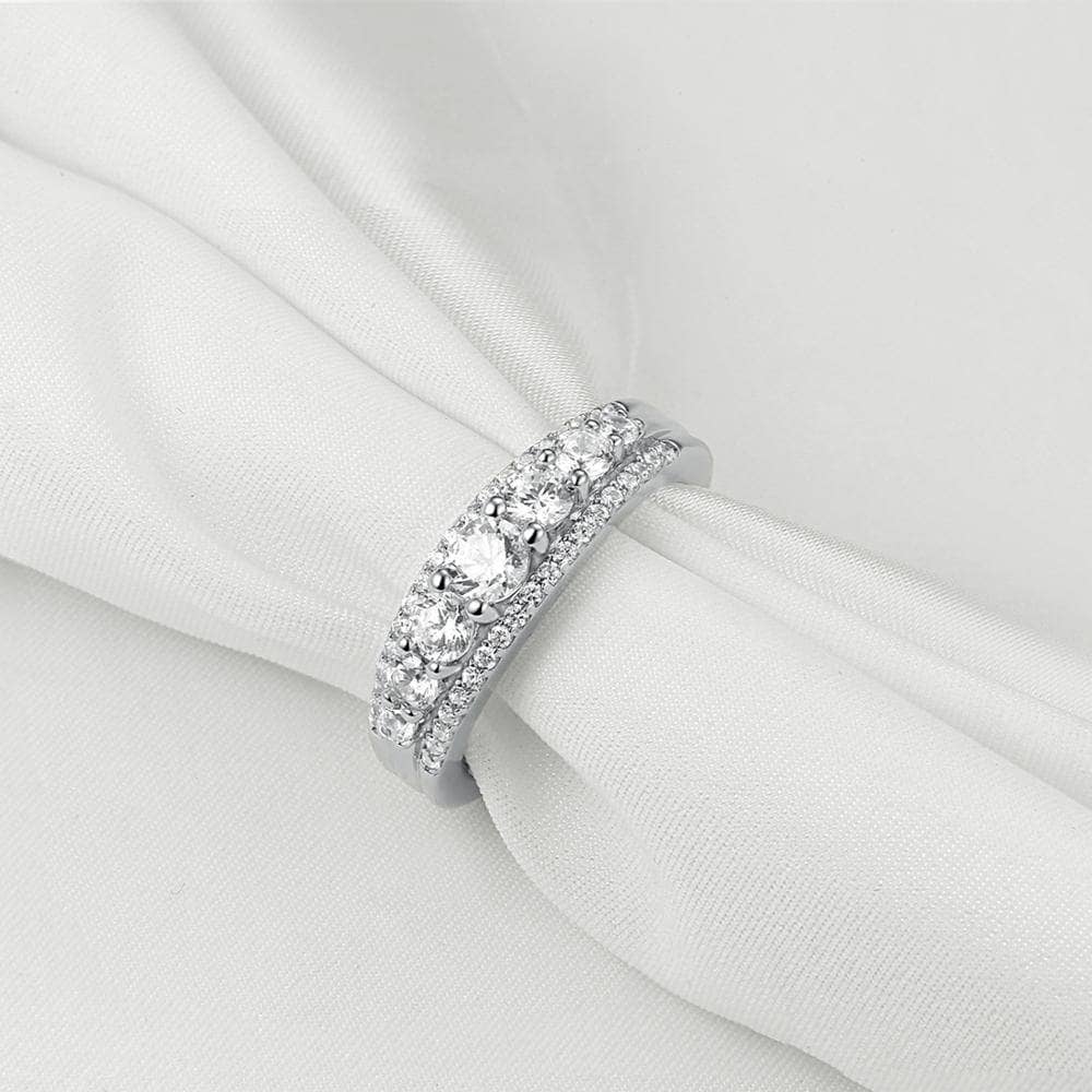 925 Sterling Silver Round White 1.2Ct Cubic Zircon Ring